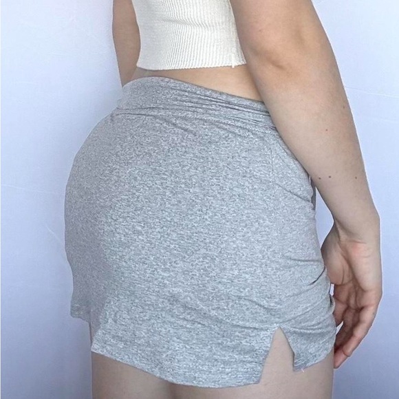 Gray Ruched Mini Skirt - Picture 3 of 5